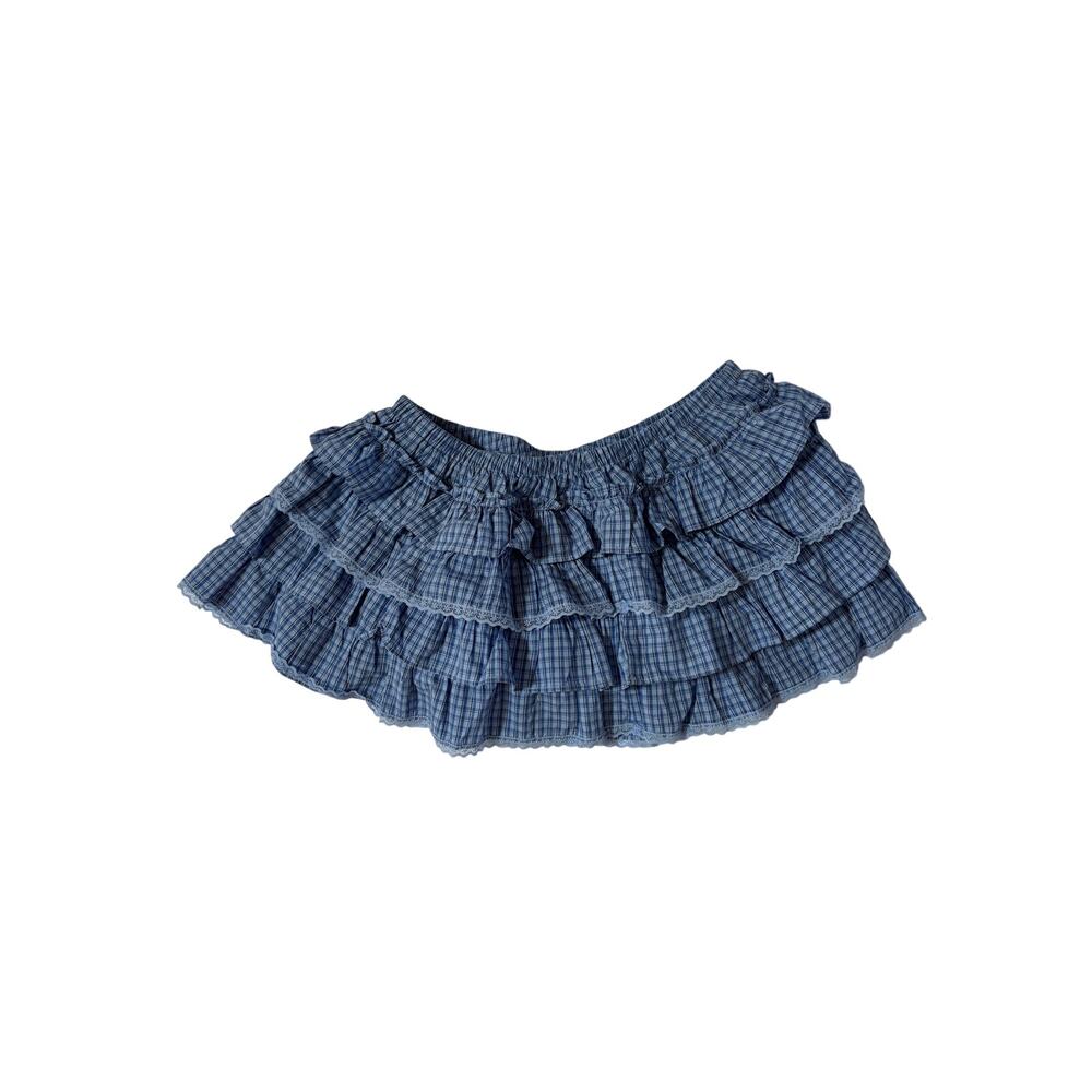 Aritzia Sunday Best NWT Theo Poplin Skort Size Small Blue Ruffles - Picture 3 of 13